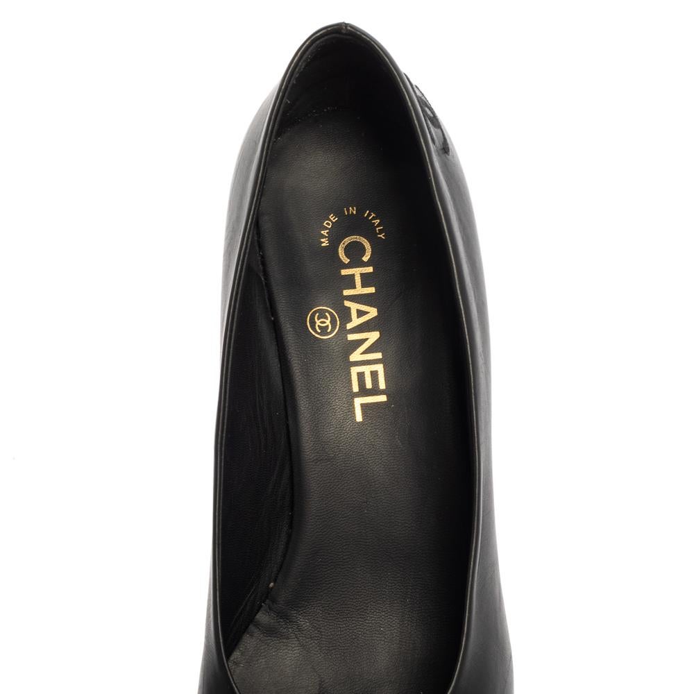 Chanel Black Leather Camellia Ballet Pumps Size 40.5 2