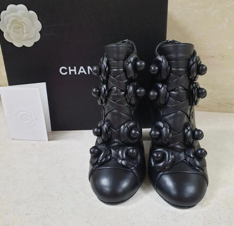 Chanel Shearling Camellia Long Boots