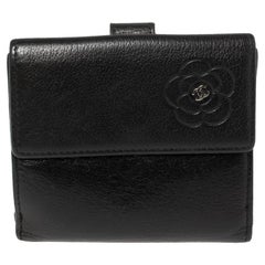 Chanel Pink Embossed Calfskin Camellia Compact Wallet - Ann's