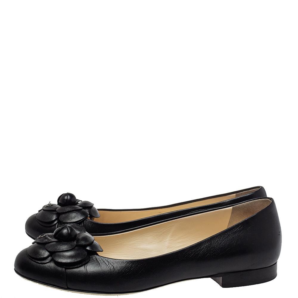 chanel camellia ballet flats