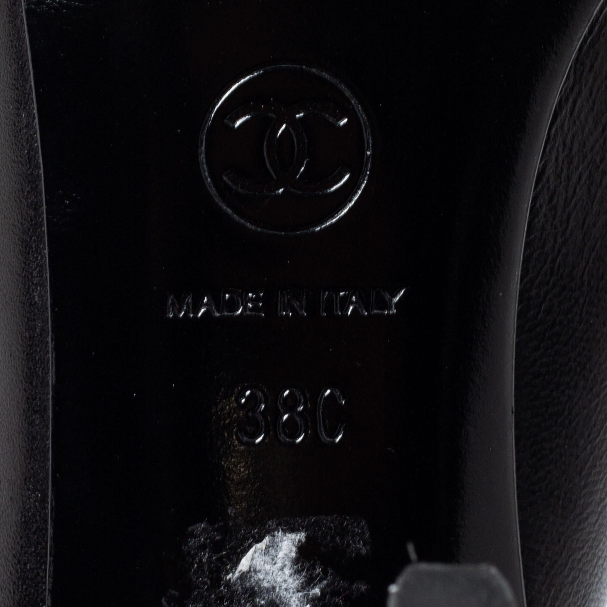 Chanel Black Leather Camellia Slingback Sandals Size 38 1