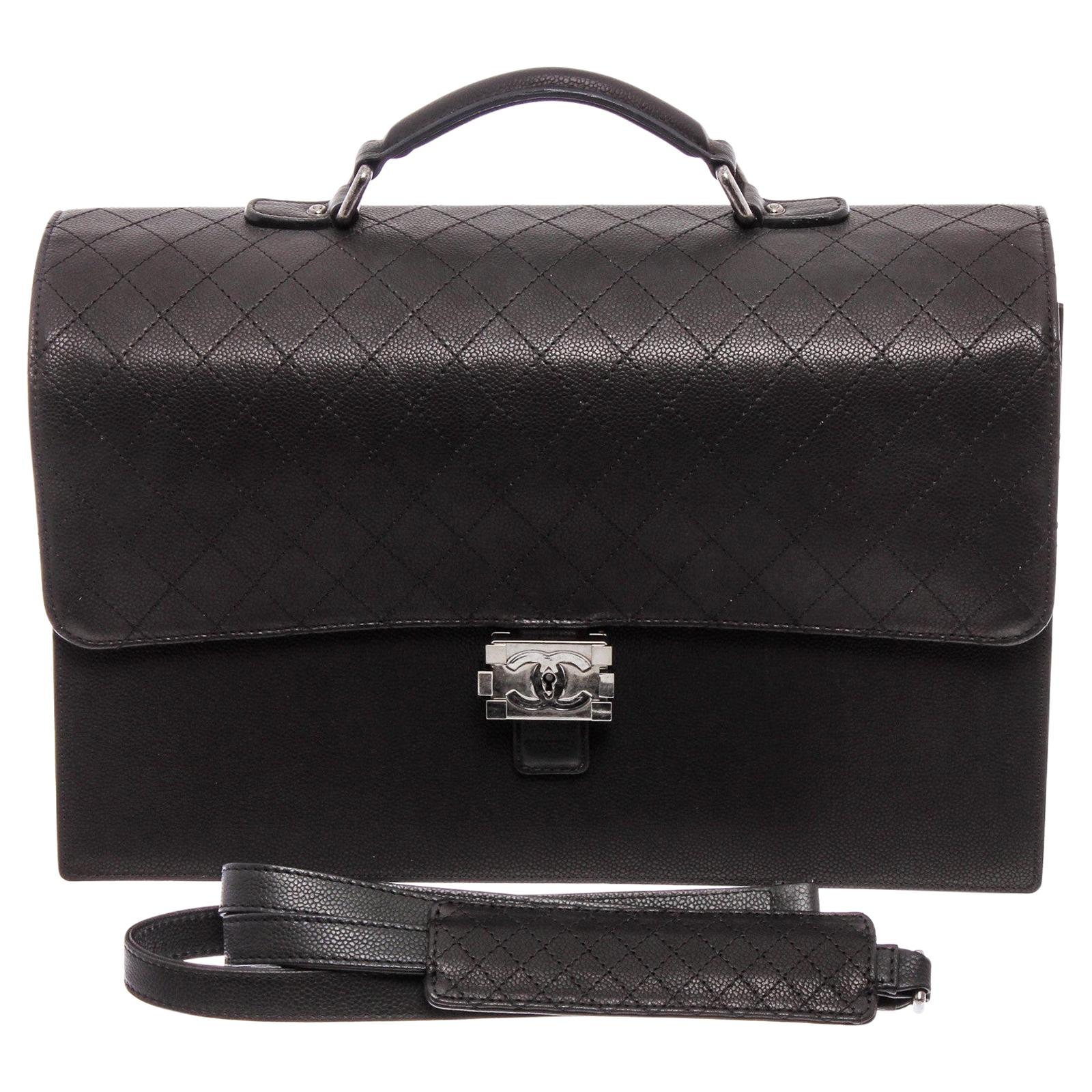 Chanel Black Leather Carryall Business Top Handle Travel Brief Briefcase Bag III