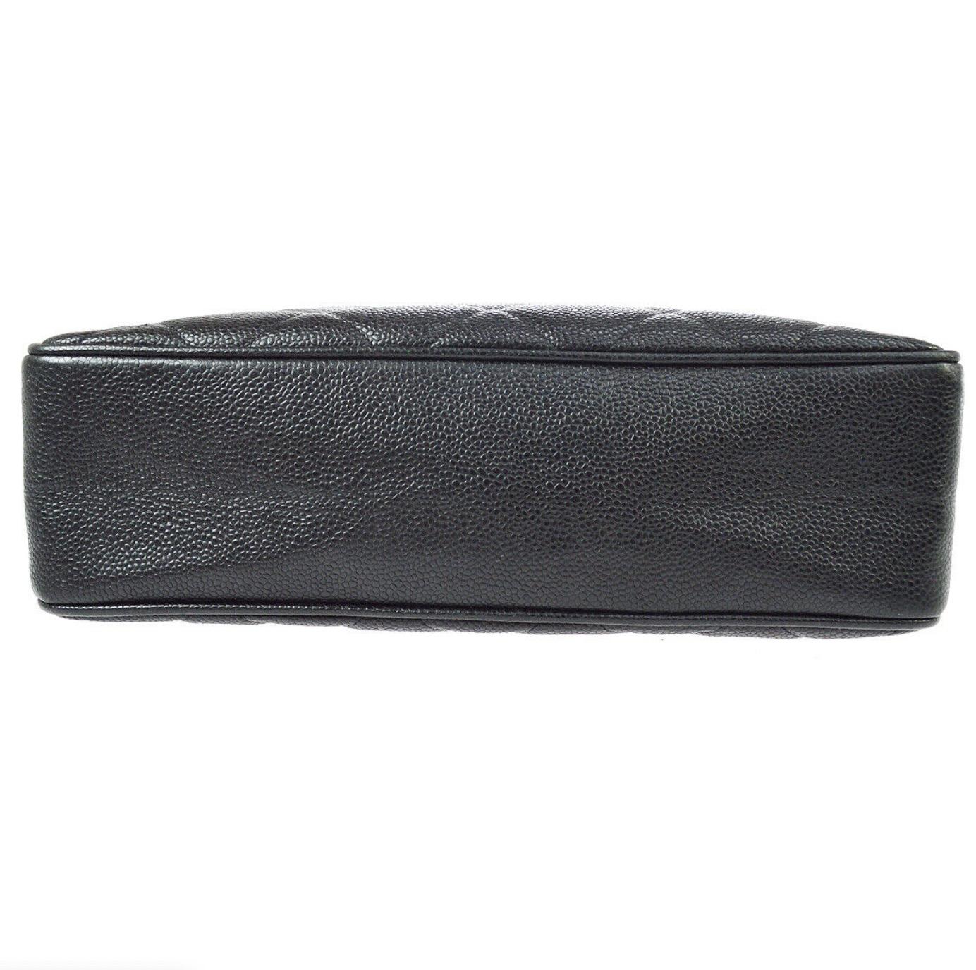 Chanel Black Leather Caviar Gold Chain Shopper Carryall Shoulder Tote Bag 1