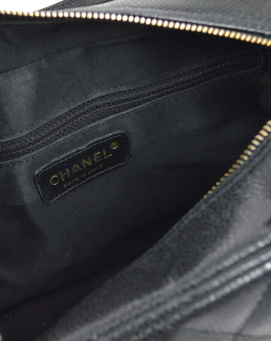 Chanel Black Leather Caviar Small Top Handle Satchel Bowling Tote Bag 4