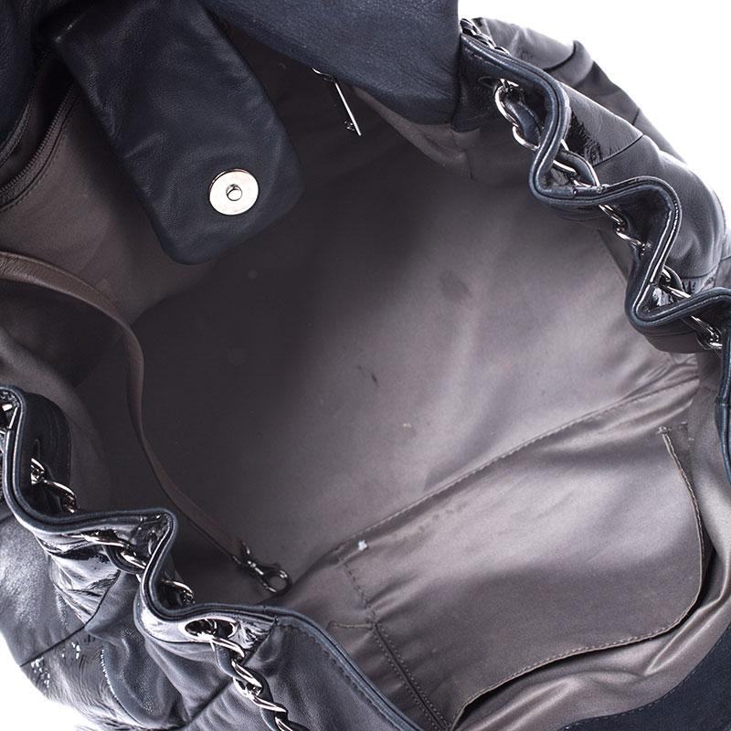 Chanel Black Leather CC Accordion Flap Bag 4