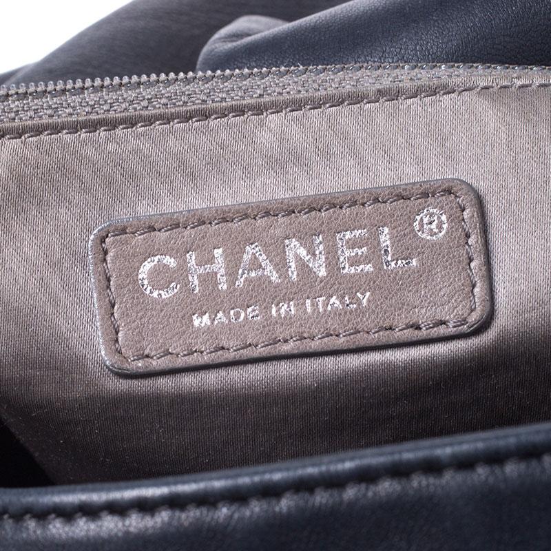 Chanel Black Leather CC Accordion Flap Bag 5