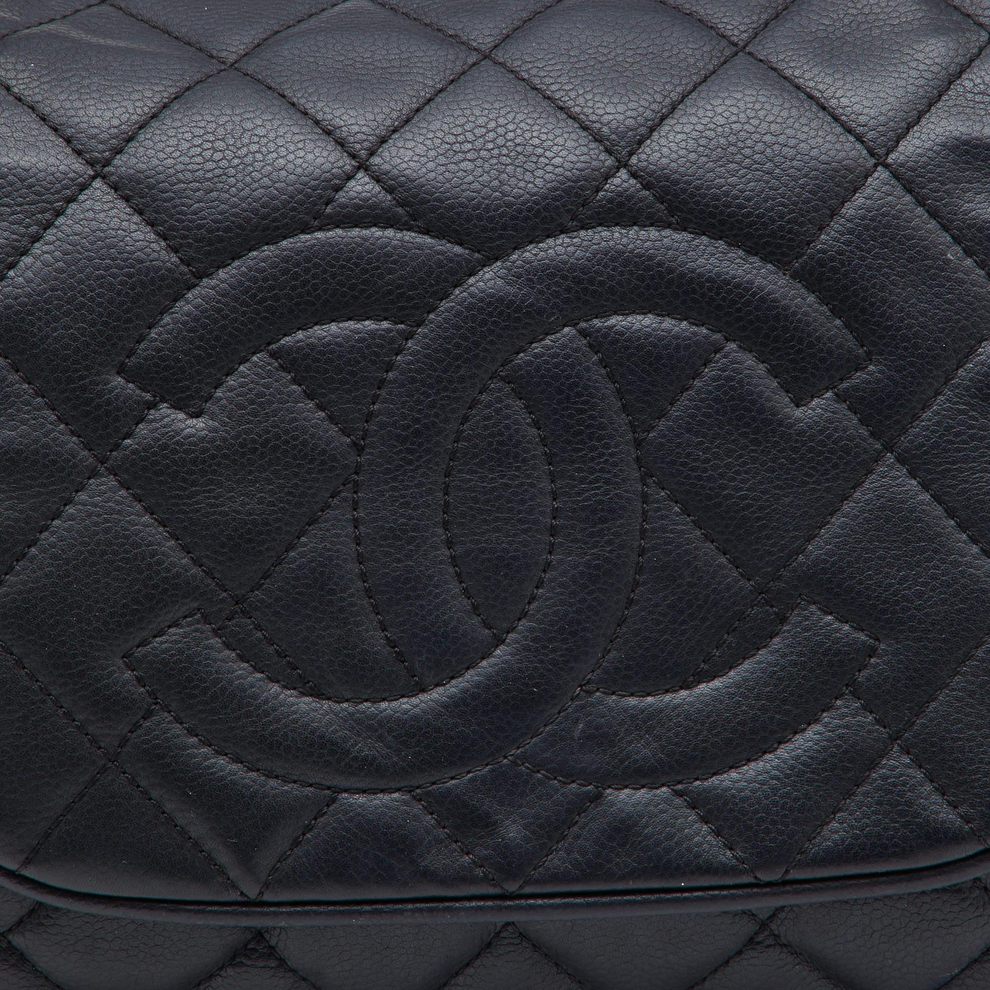 Chanel Black Leather CC Accordion Flap Shoulder Bag 7