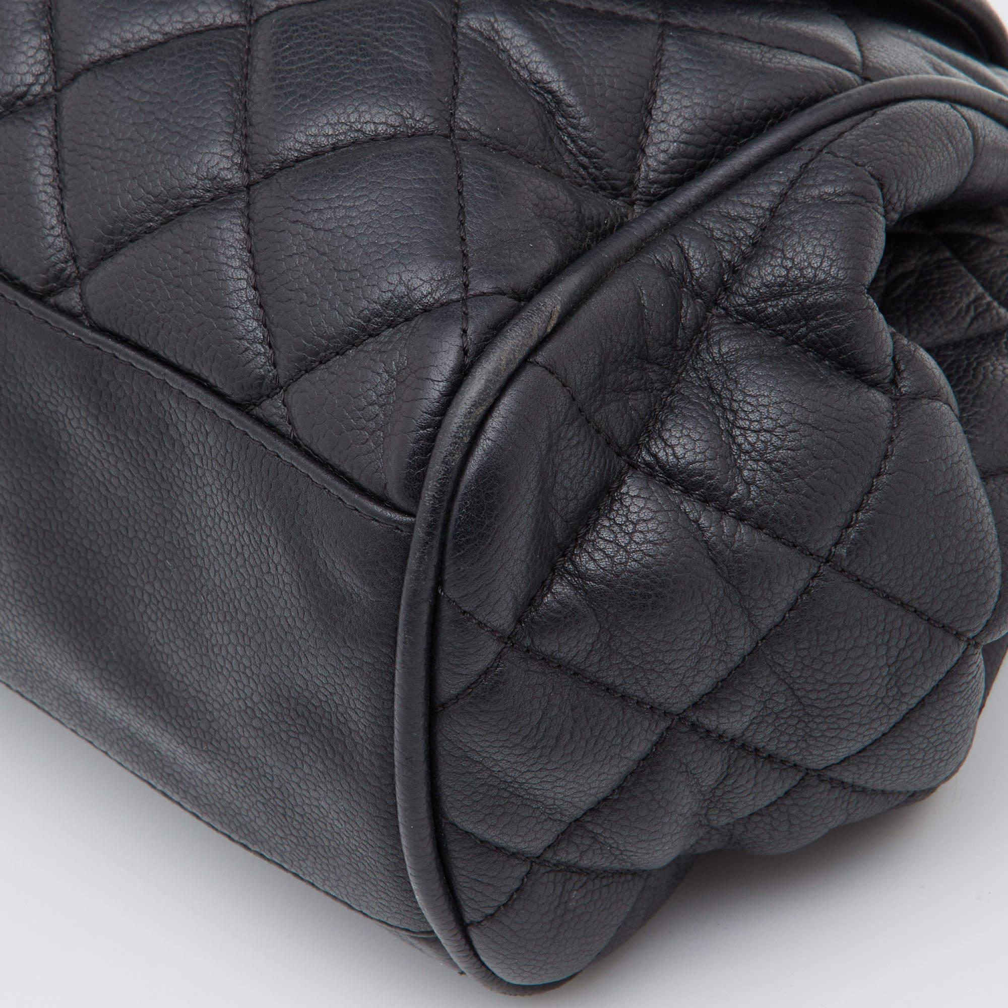 Chanel Black Leather CC Accordion Flap Shoulder Bag 10