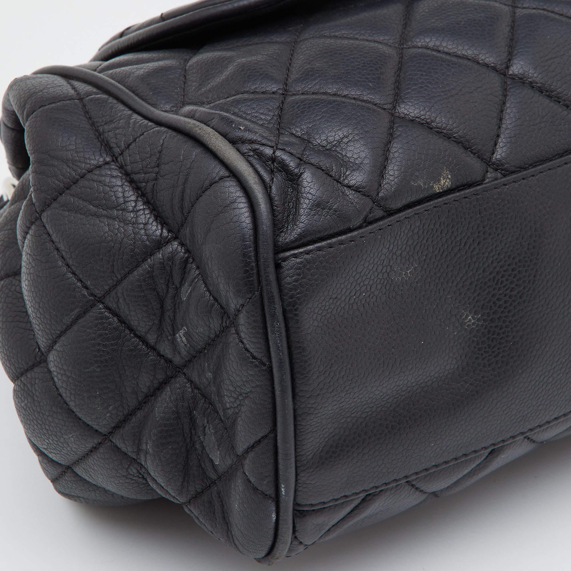 Chanel Black Leather CC Accordion Flap Shoulder Bag 4