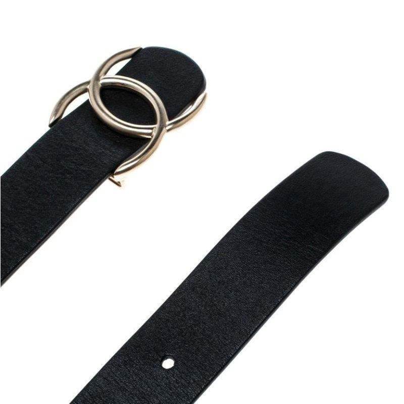 Chanel Black Leather CC Belt 95cm 1