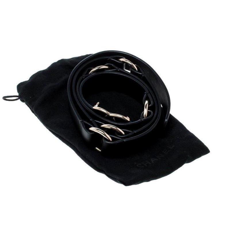 Chanel Black Leather CC Belt 95cm 2