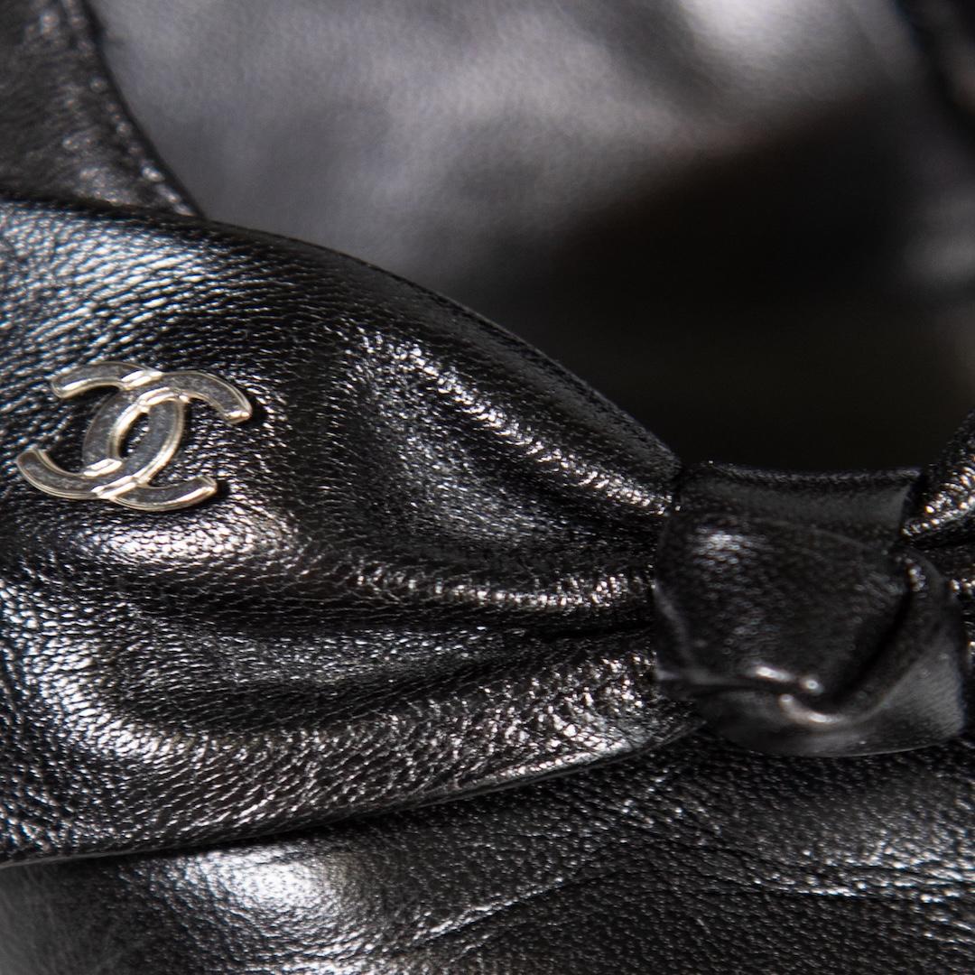Chanel Black Leather CC Bow Slingback Heels Size IT 39.5 1