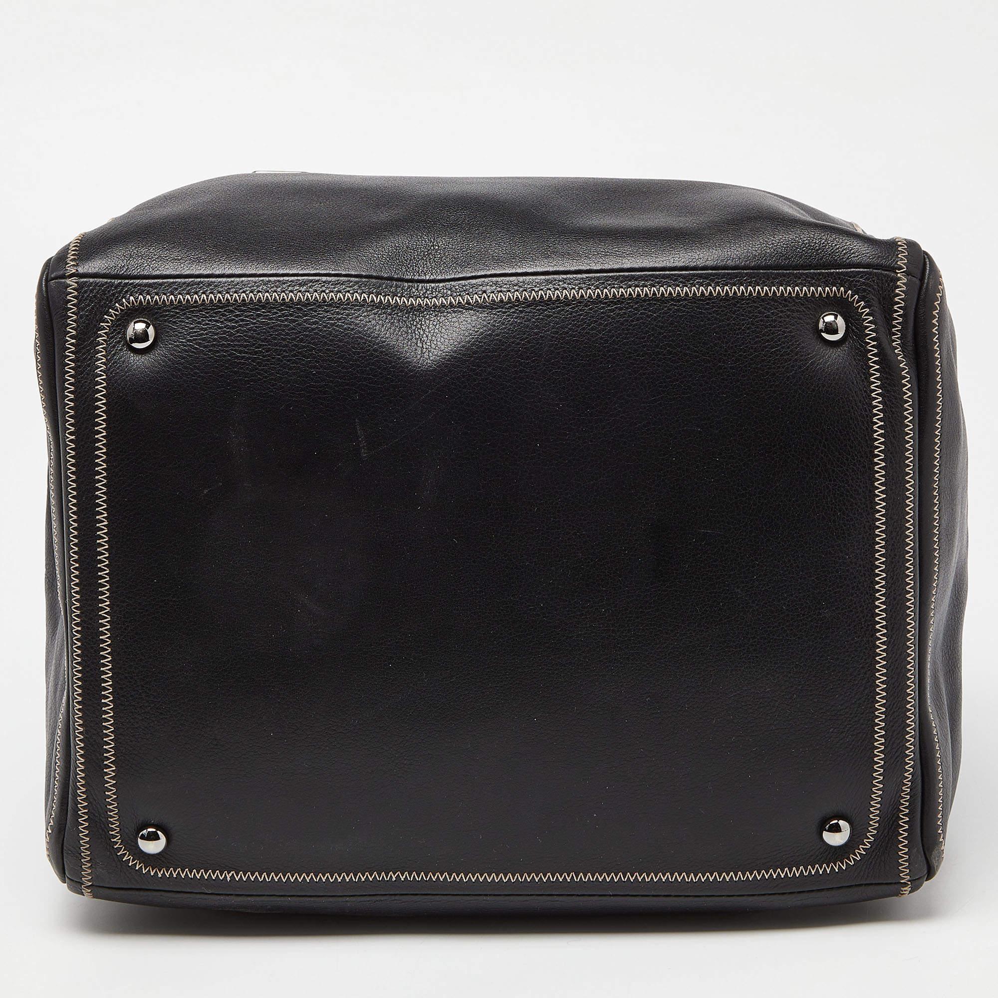 Chanel Black Leather CC Bowler Bag For Sale 8