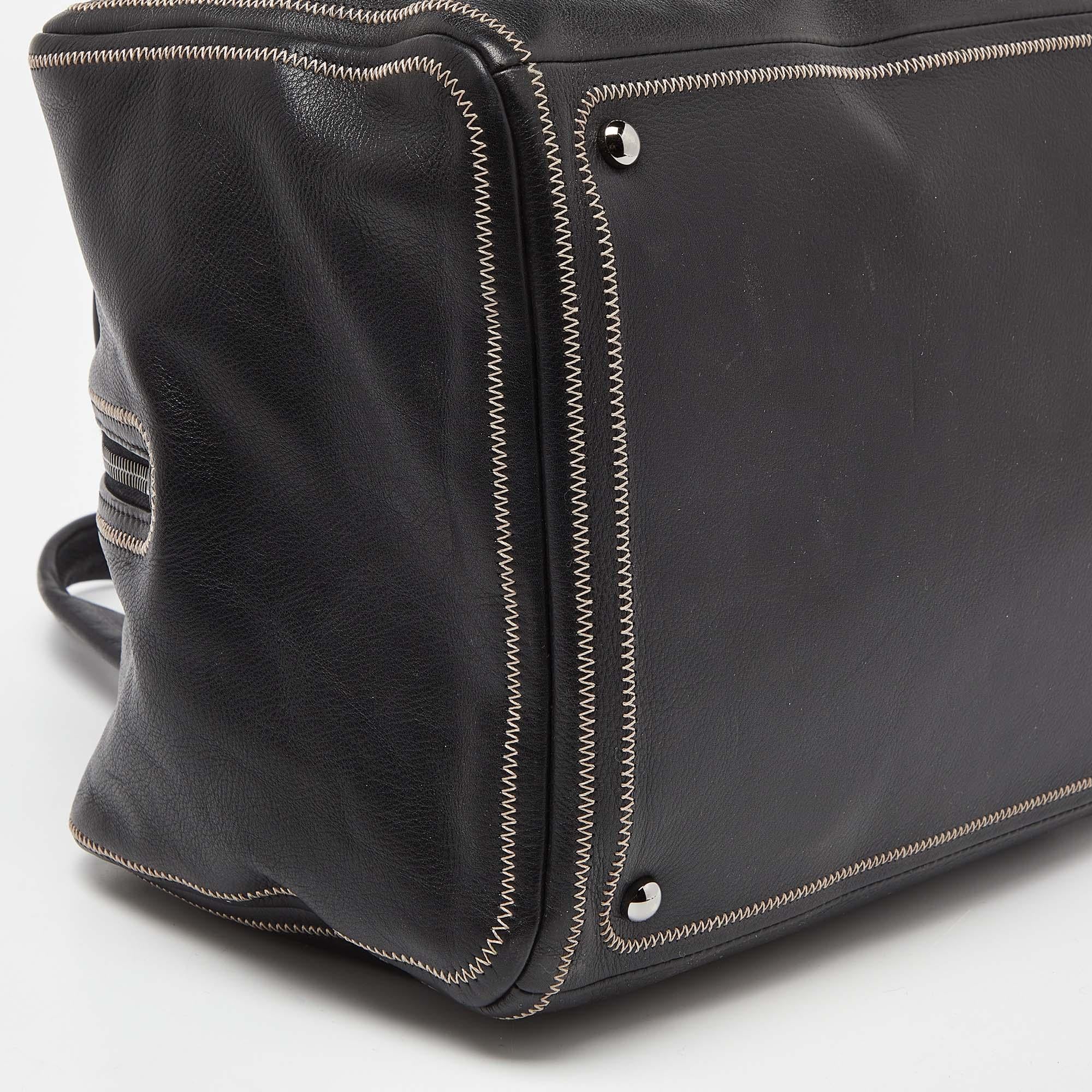 Chanel Black Leather CC Bowler Bag For Sale 2