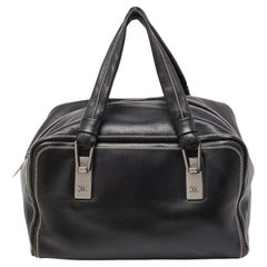 Chanel - Sac bowler CC en cuir noir