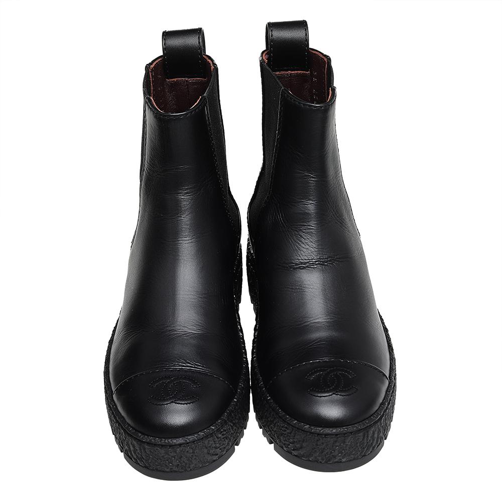 chanel black chelsea boots
