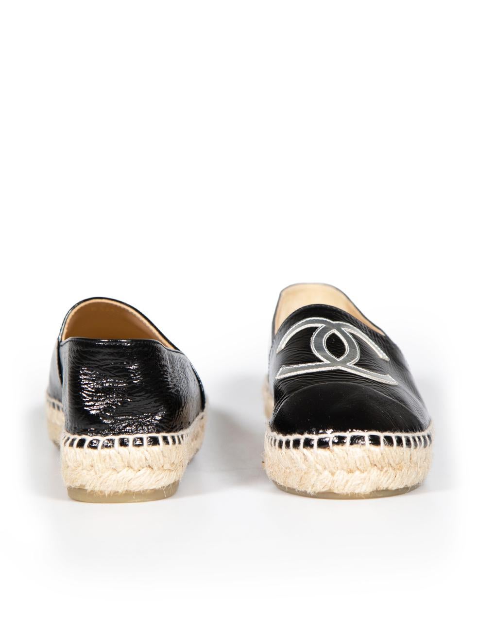 Chanel Black Leather CC Cap Toe Espadrilles Size IT 36 In Excellent Condition For Sale In London, GB