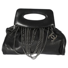 Chanel Black Leather CC Chain Link Clutch