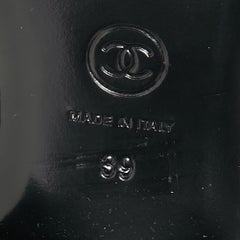 Chanel Black Leather CC Chain Link Slip On Loafers Size 39