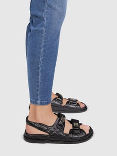 Chanel Black Leather CC Dad Sandals Size IT 40