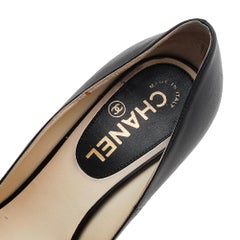 Chanel Black Leather CC Embellished Loafer Pumps Size 38