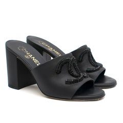 Chanel Black Leather CC Embellished Mules - Current Season & Sold Out Size 37