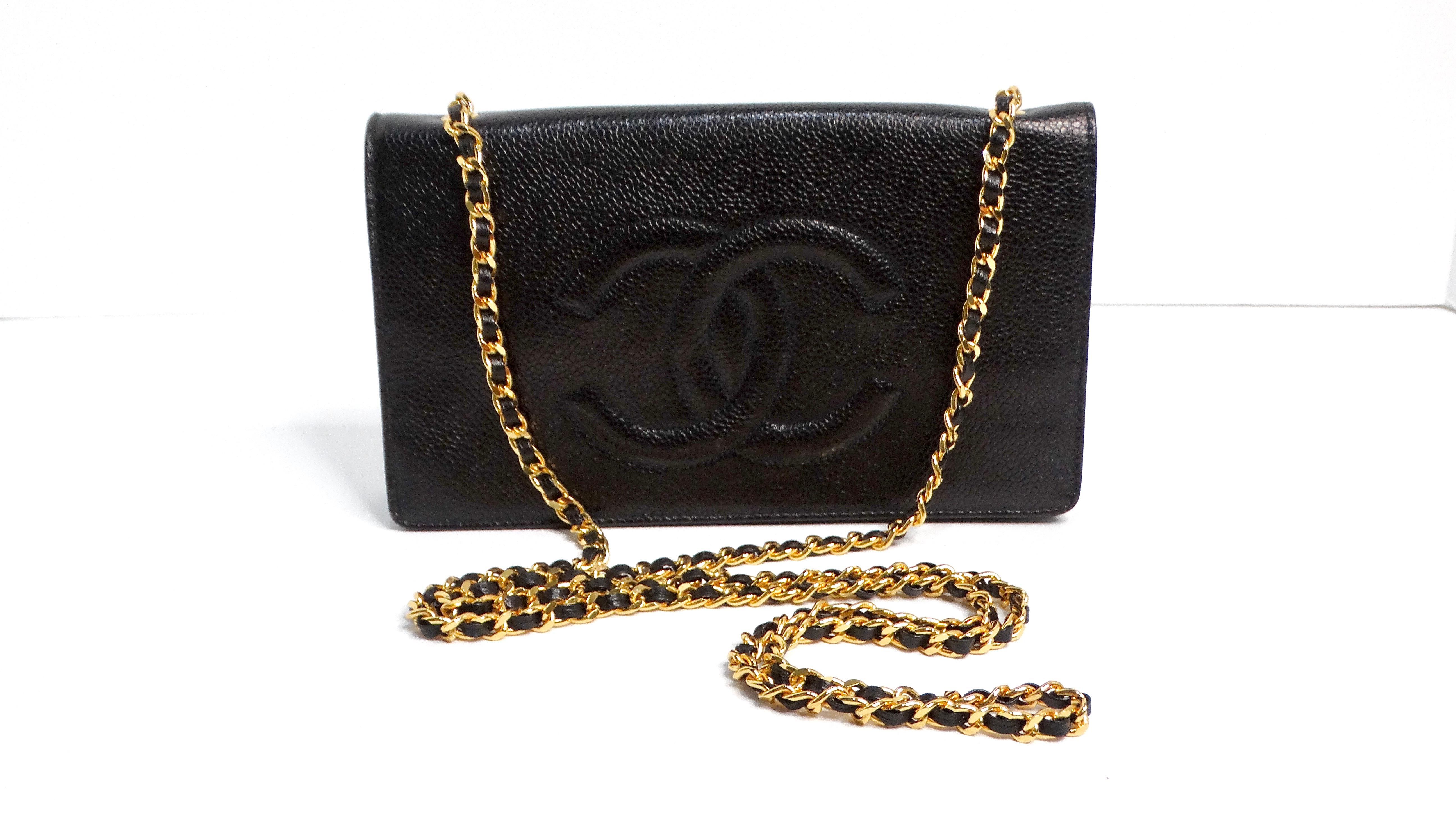 Chanel Black Leather CC Embossed Crossbody WOC 8