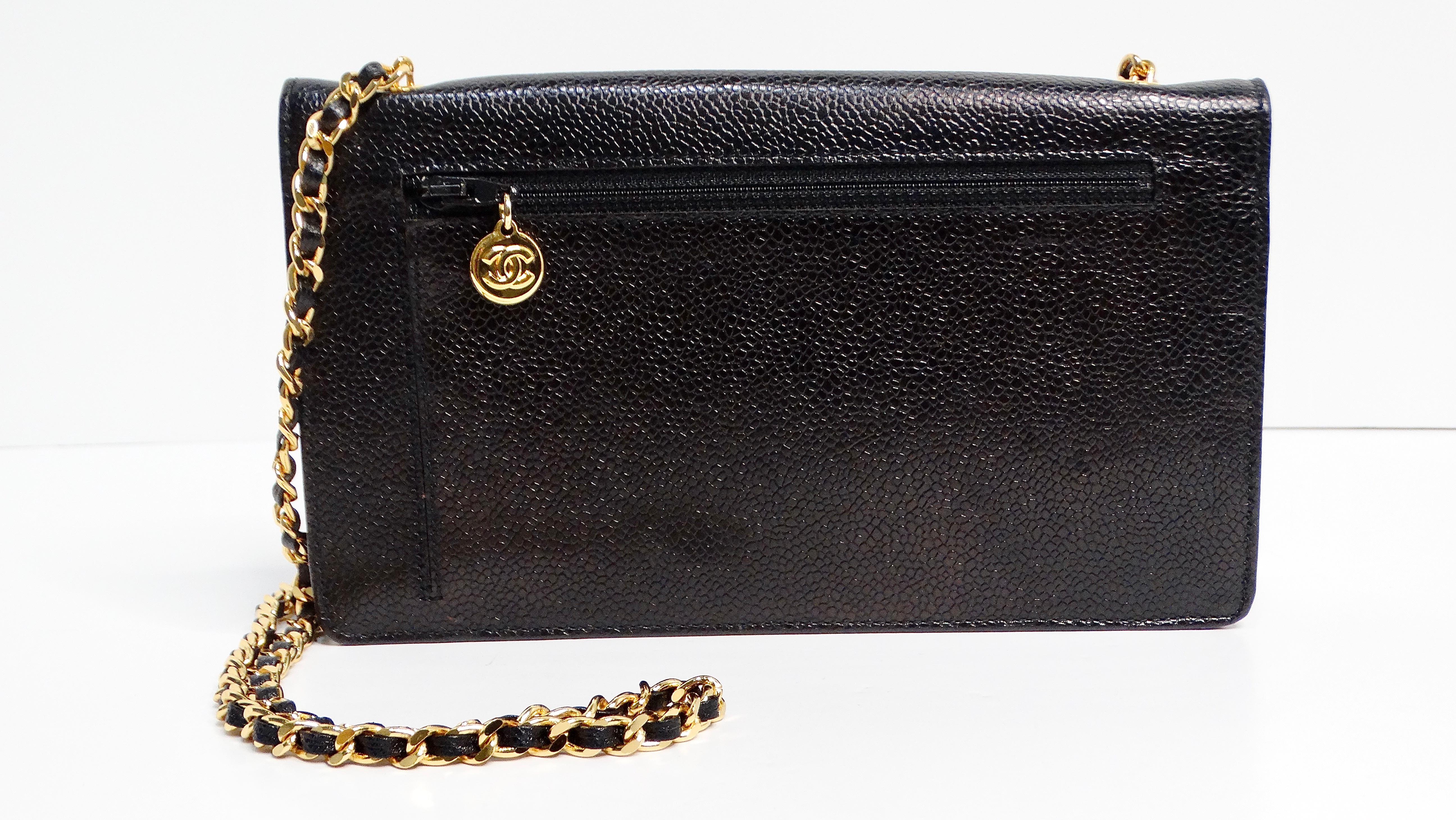 Women's Chanel Black Leather CC Embossed Crossbody WOC