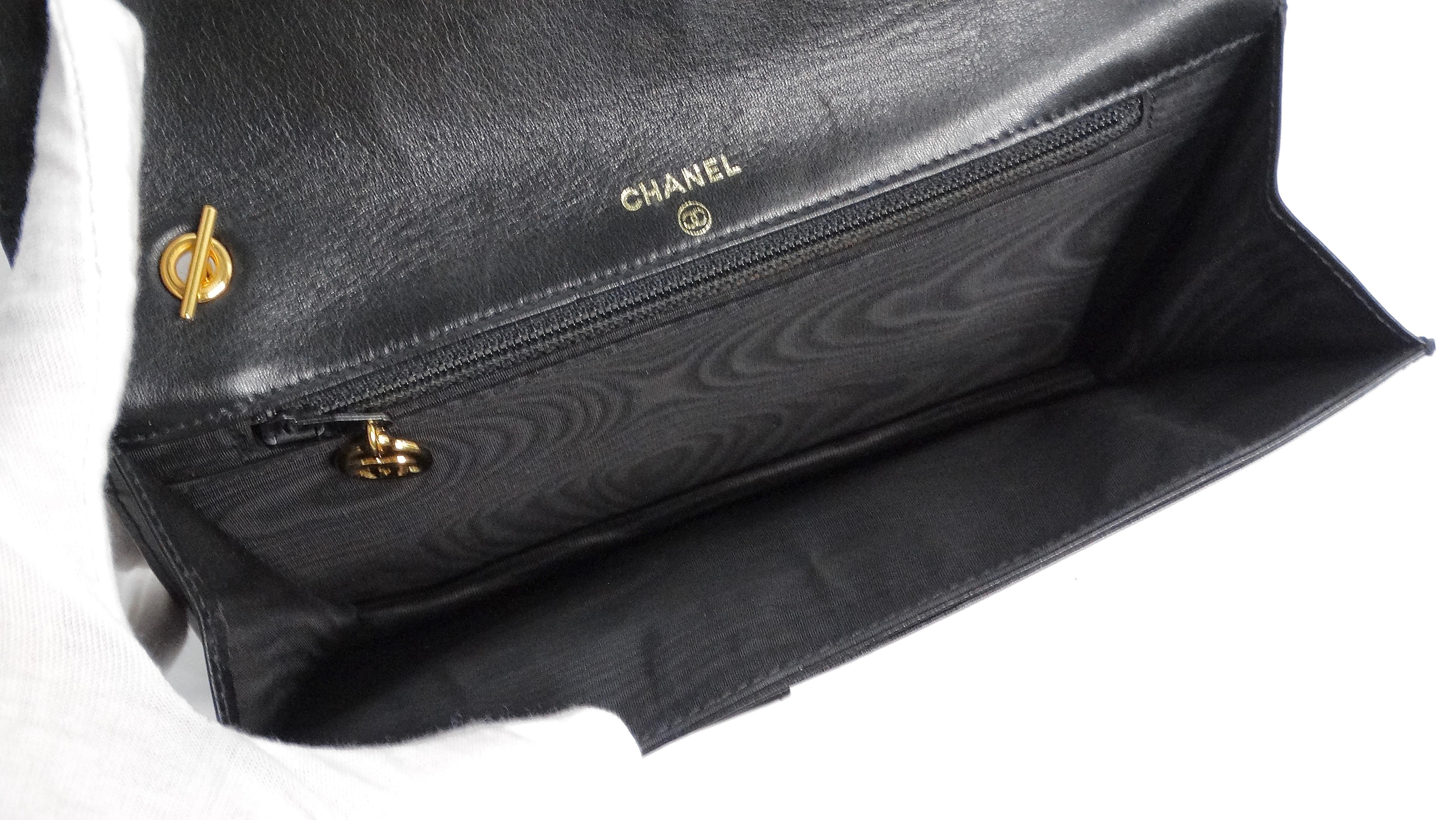 Chanel Black Leather CC Embossed Crossbody WOC 5
