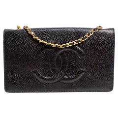 Chanel Black Leather CC Embossed Crossbody WOC
