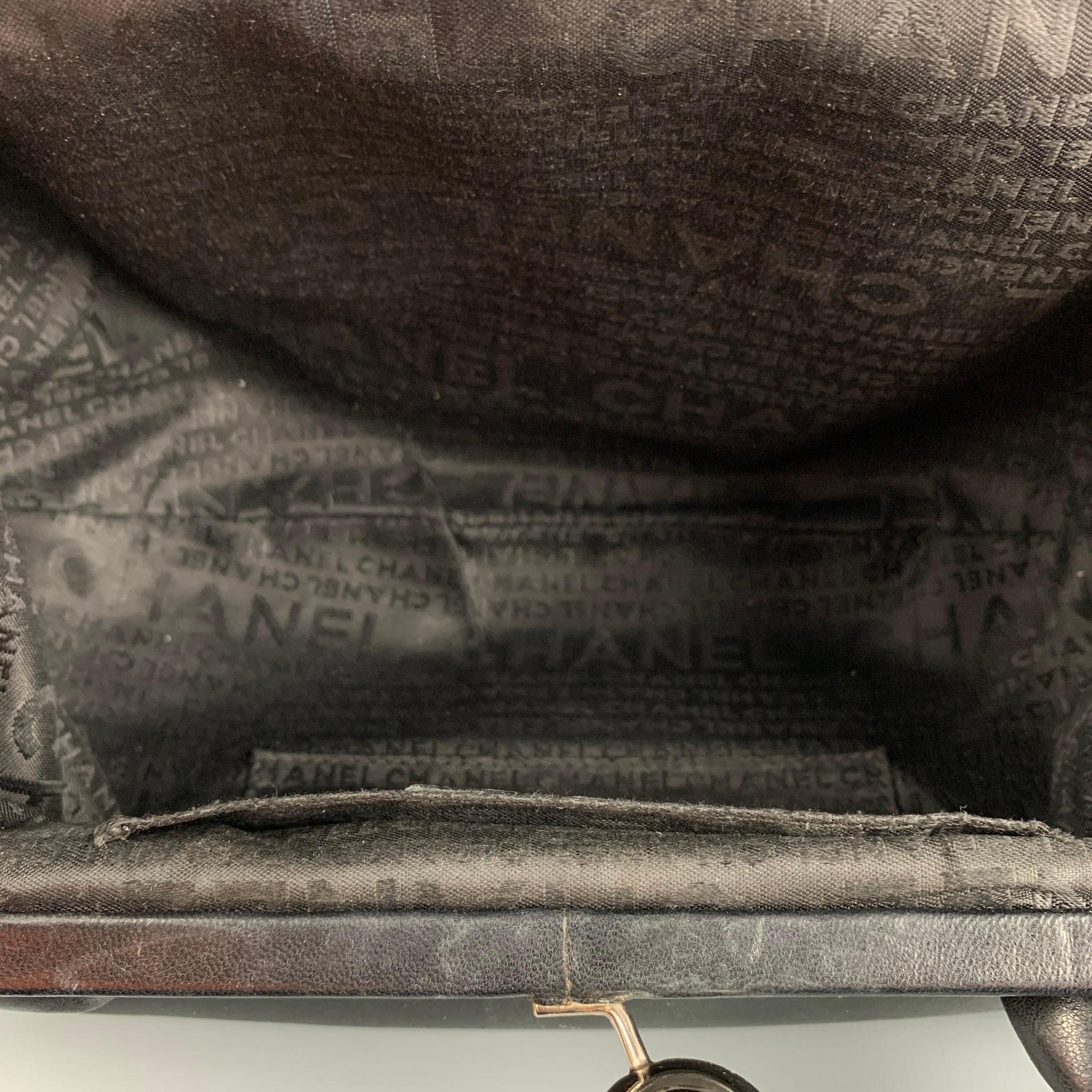 CHANEL Black Leather CC Embossed Satchel Handbag 1