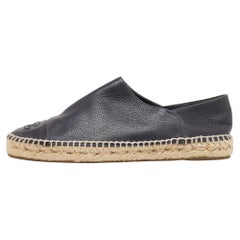 Chanel Schwarze CC Espadrille-Flats aus Leder CC in Schwarz Größe 40