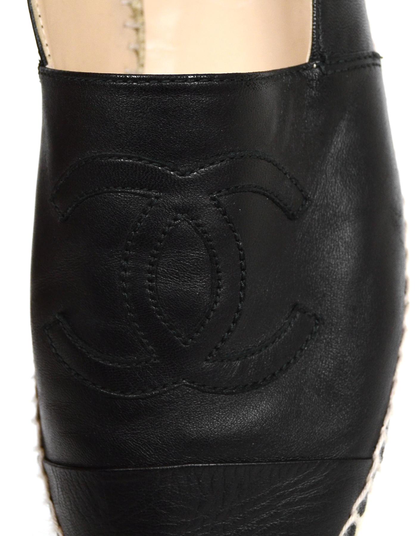 Chanel Black Leather CC Espadrilles sz 42 2