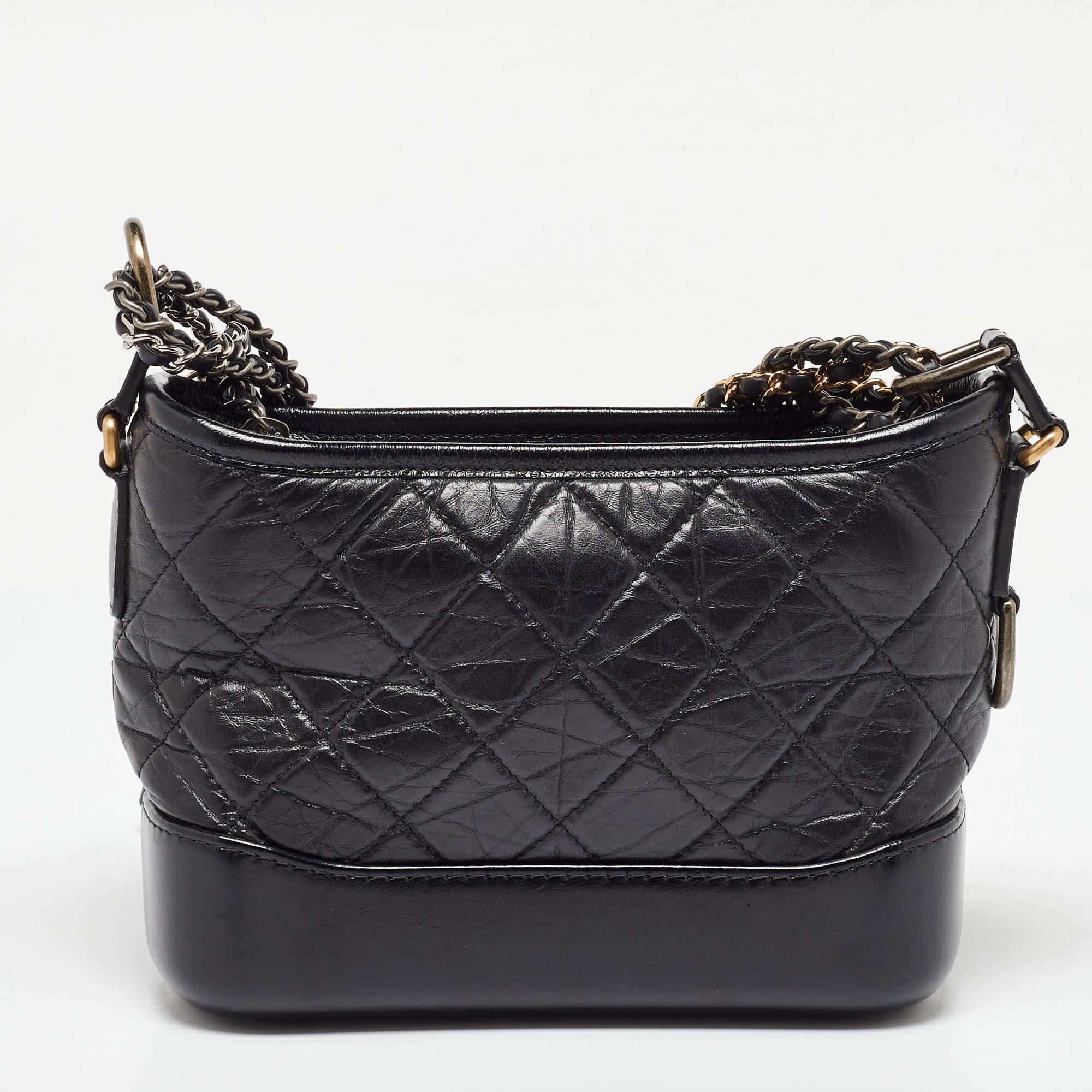 Women's Chanel Black Leather CC Gabrielle Small Hobo