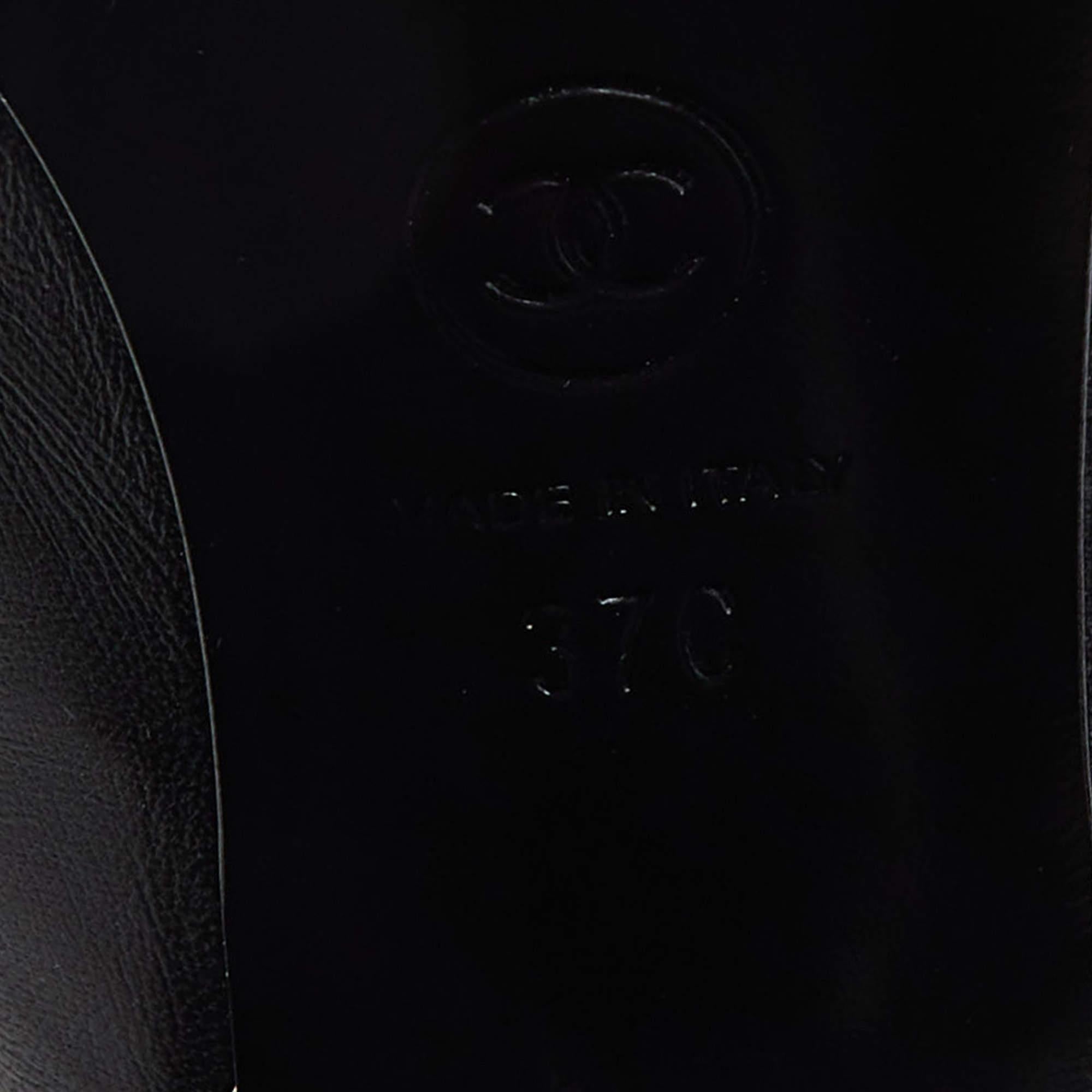 Women's Chanel Black Leather CC Logo Metal Frame Mules Size 37