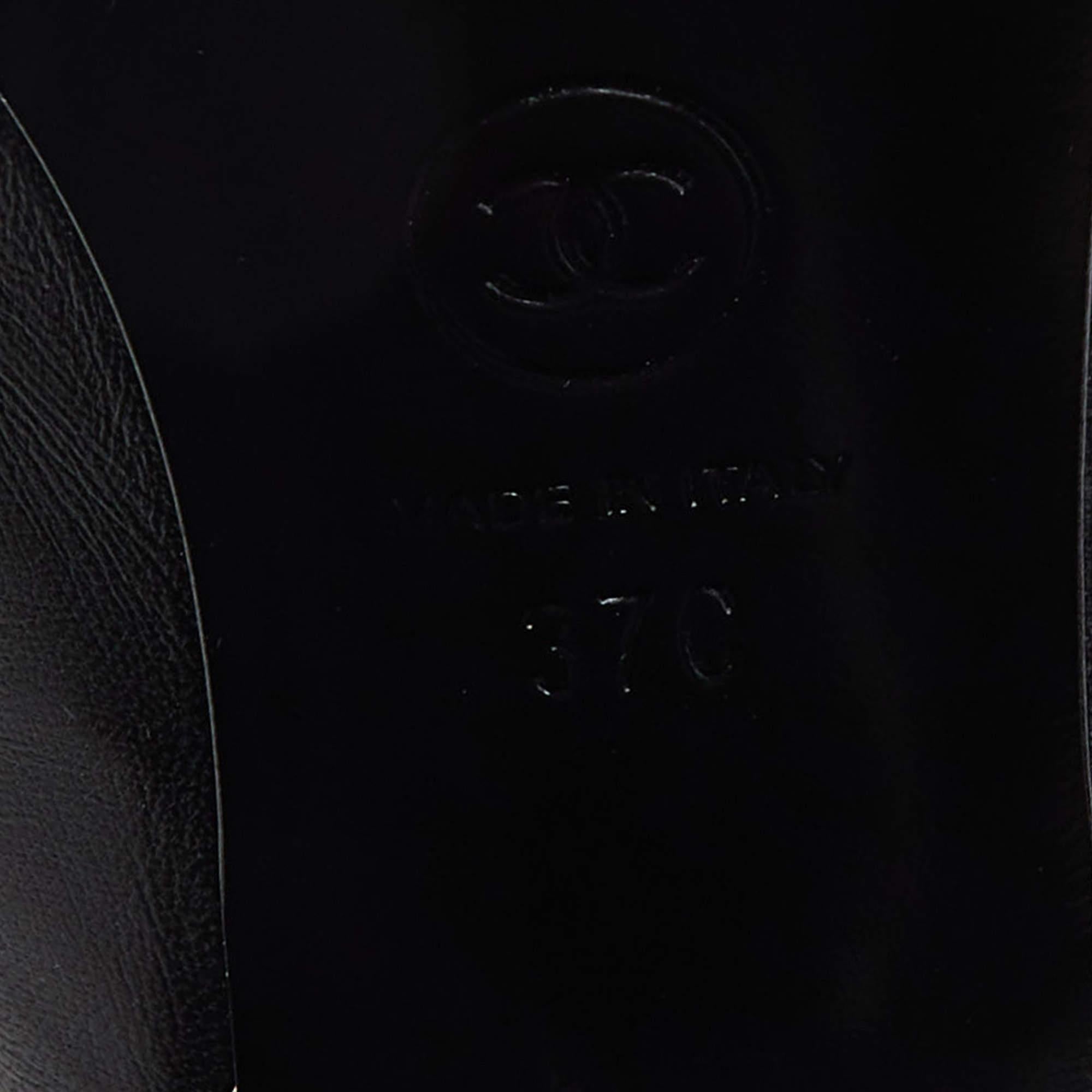 Chanel Black Leather CC Logo Metal Frame Mules Size 37 4