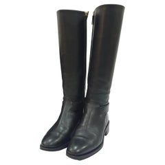 Chanel Black Leather CC logo Riding Boots