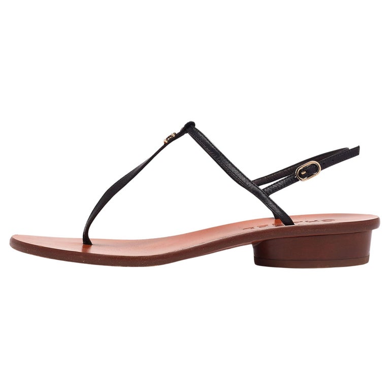 cc thong sandal 30mm black calfskin multicolor cc logo