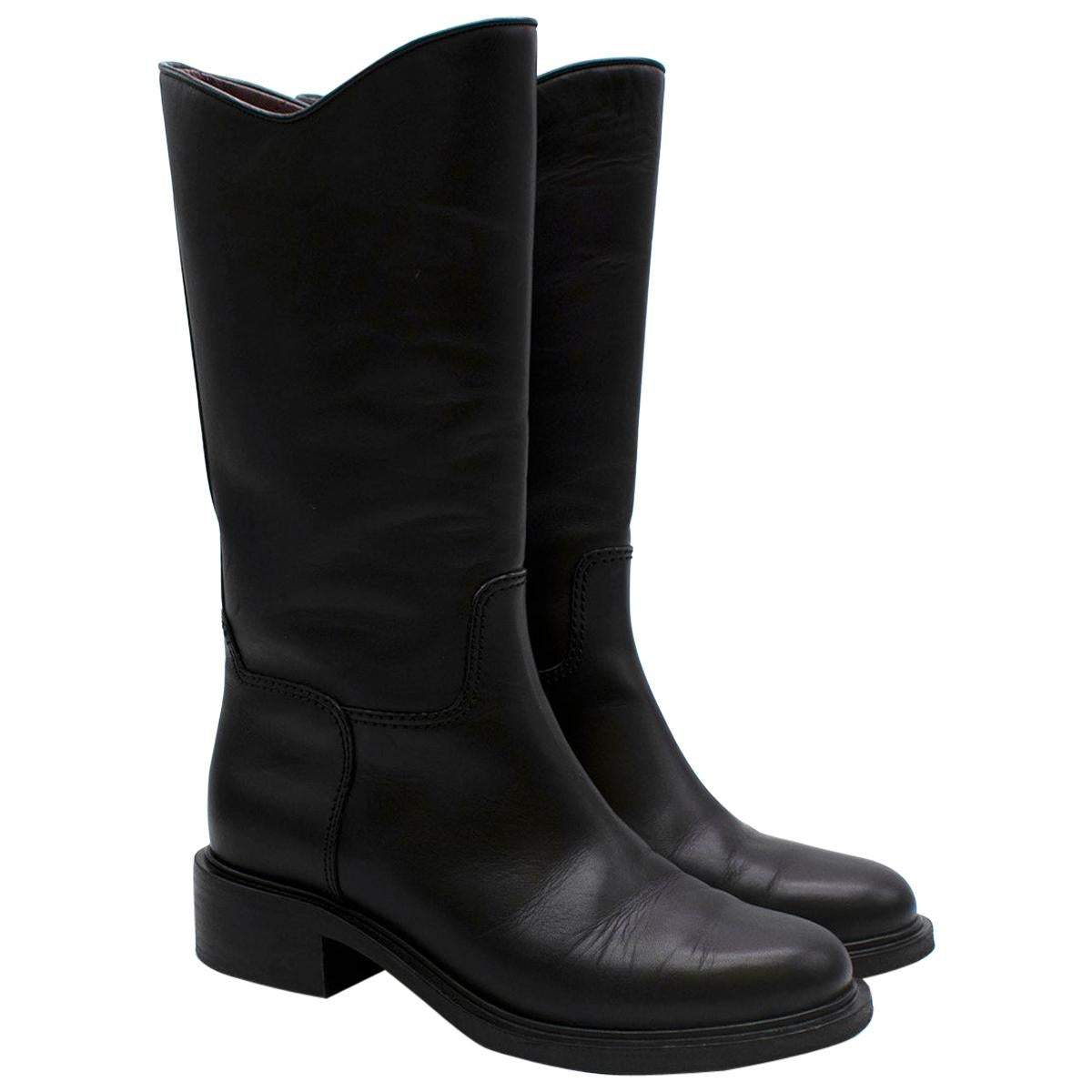 Chanel Black Leather CC Long Boots - Us size 9.5 For Sale