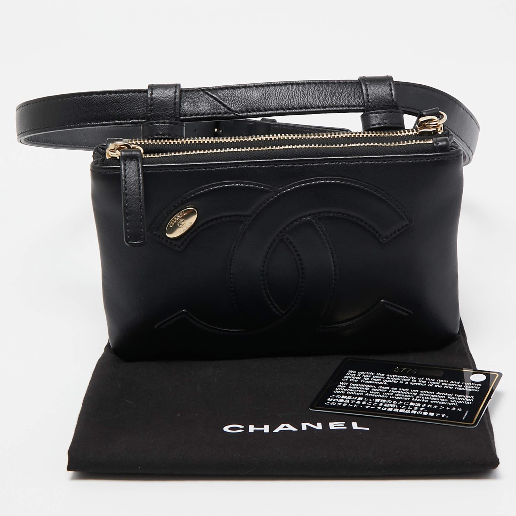 Chanel Black Leather CC Mania Waist Bag 9