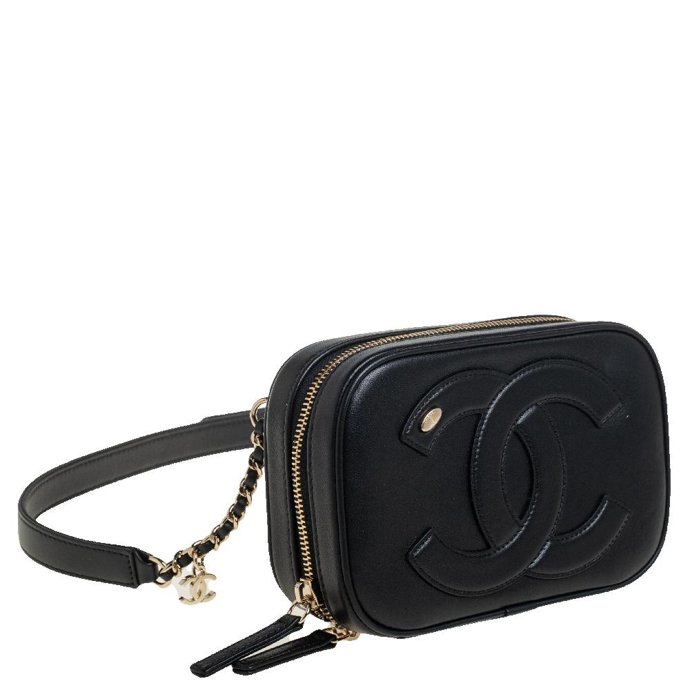 Women's Chanel Black Leather CC Mania Waist Bag