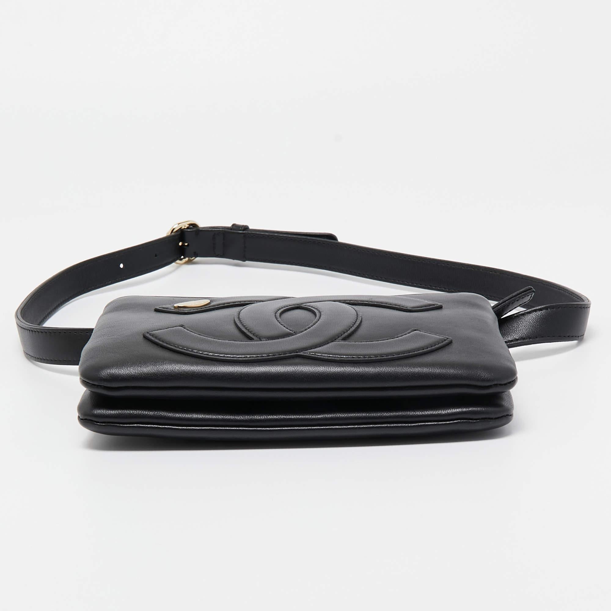 Chanel Black Leather CC Mania Waist Bag 5