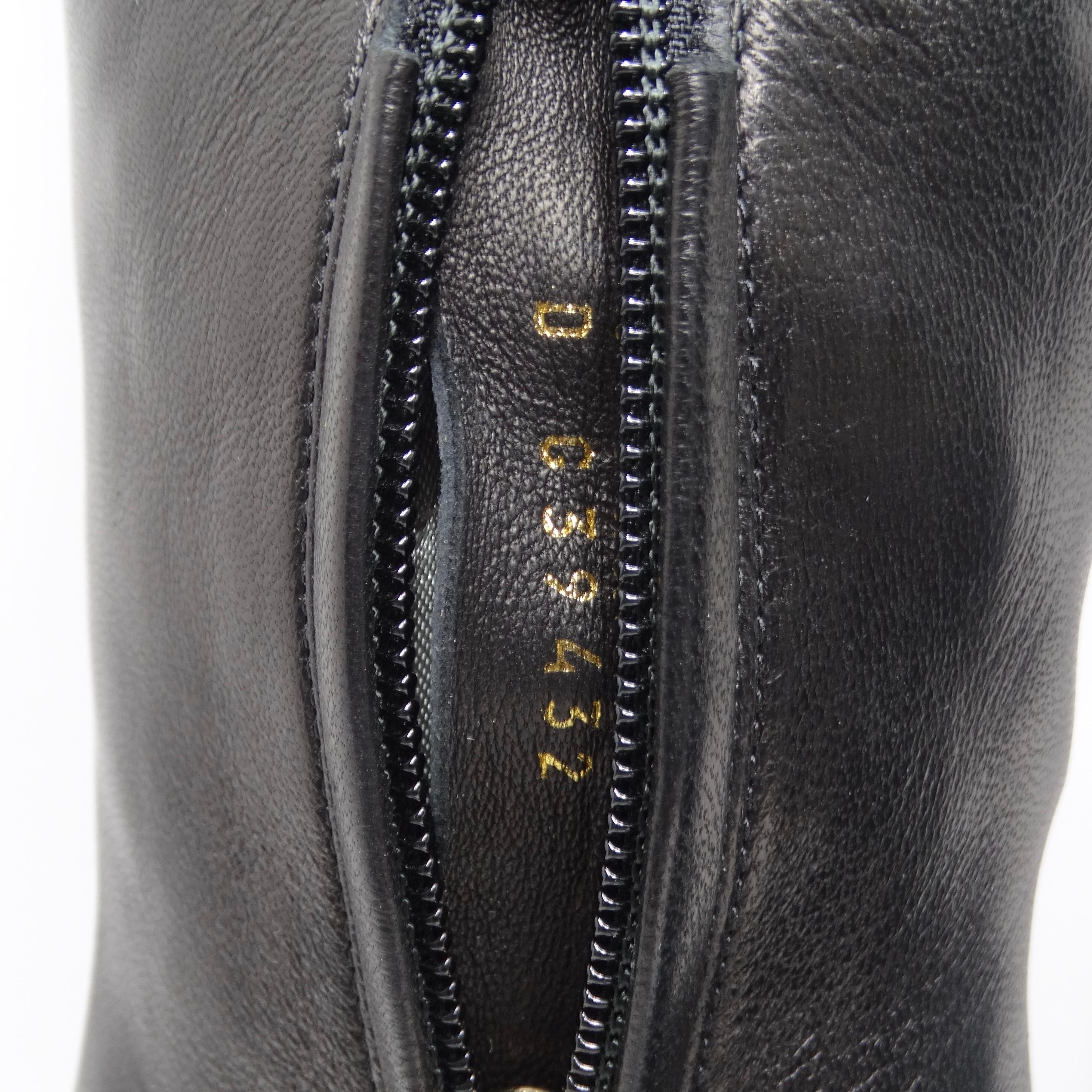 Chanel Black Leather CC Over The Knee Wedge Boots 13
