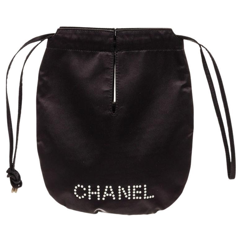 Chanel Black Leather CC Pochette Shoulder Bag For Sale