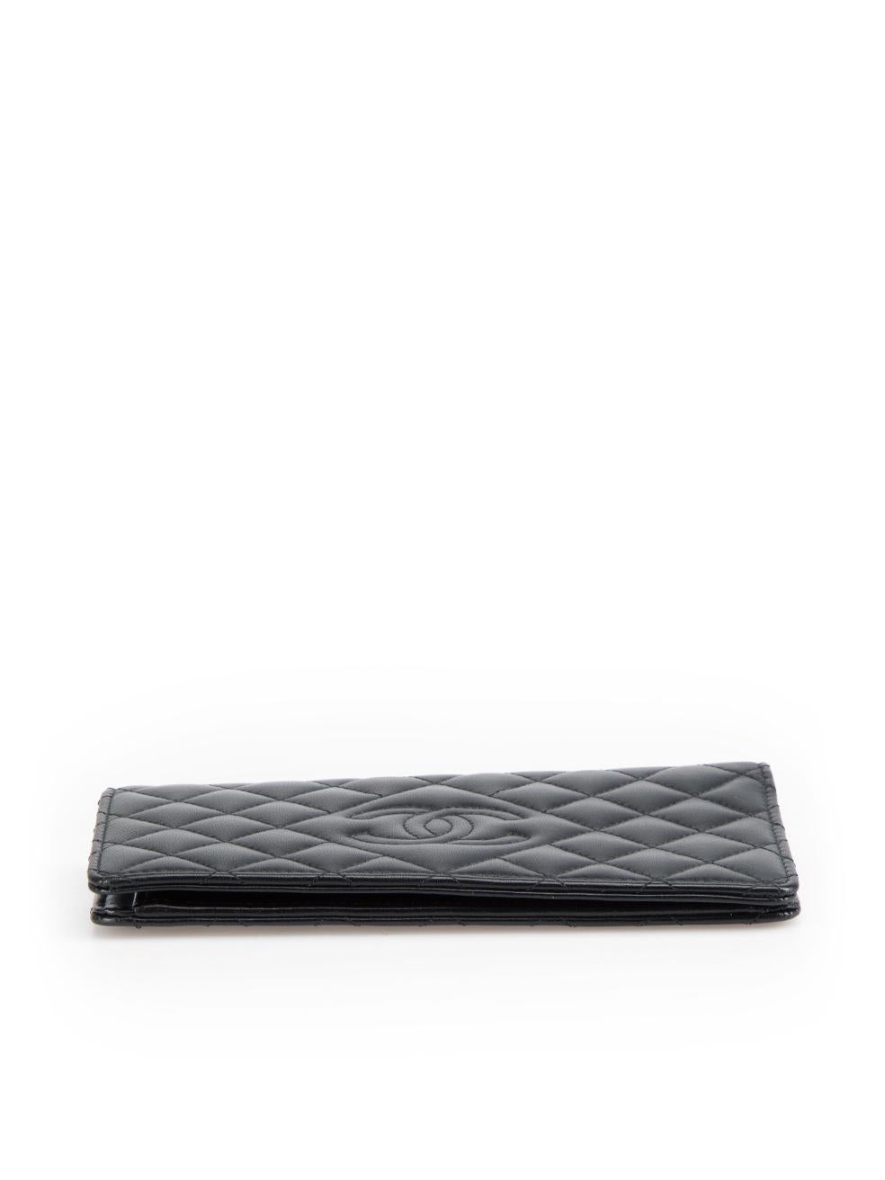 Women's Chanel Black Leather CC Quilted Bilfold Wallet