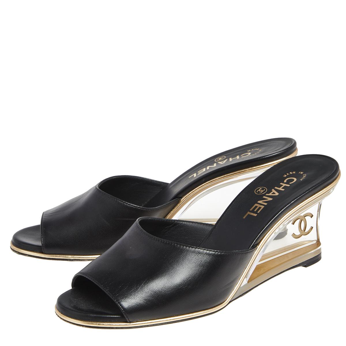 Chanel clear wedges hot sale