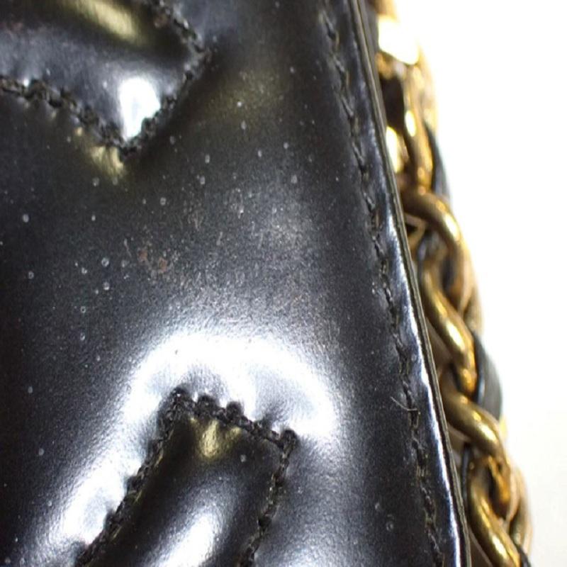 Chanel Black Leather CC Stitch Logo Phone Holder Chain Crossbody Bag 1