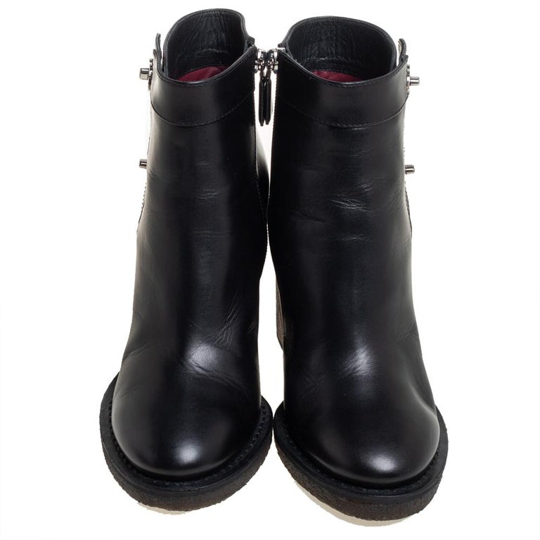 Chanel Black Leather CC Turnlock Ankle Boots Size 37.5 at 1stDibs ...