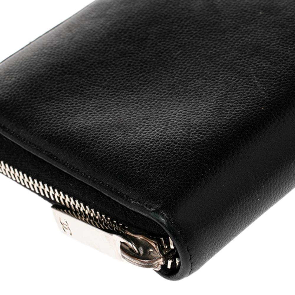 Chanel CC Brieftasche aus schwarzem Leder mit Reißverschluss 5