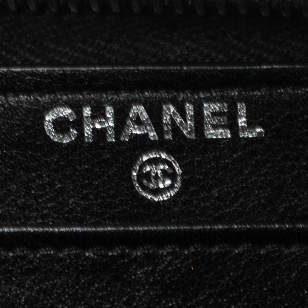 Chanel CC Brieftasche aus schwarzem Leder mit Reißverschluss 1